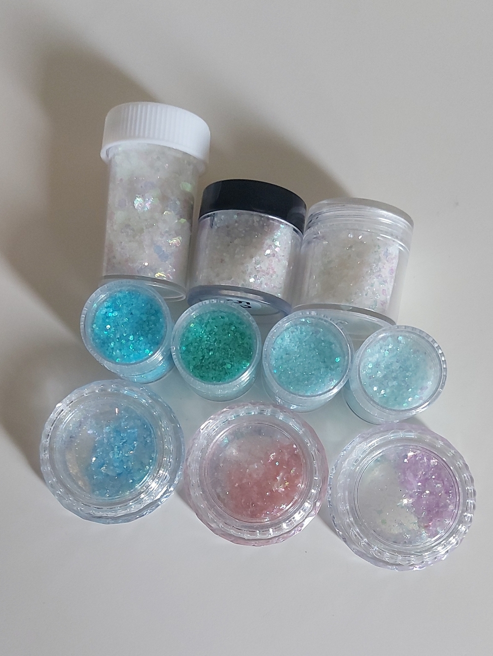 Nail Glitter Flakes Bundle, Iridescent Shimmer Mermaid Nails, 10×Like New!